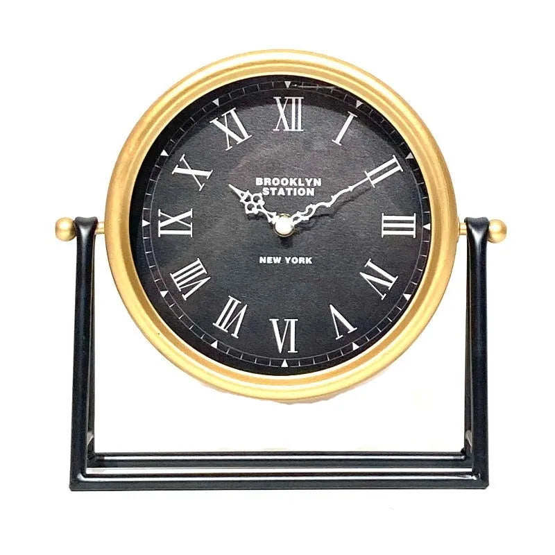 Black & Gold Metal Table Clock Price in Pakistan Main image