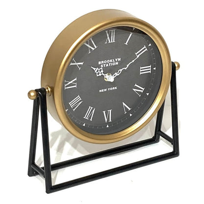 Black & Gold Metal Table Clock