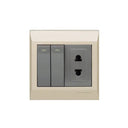 Clopal Golden Metallic Series 2 switch + 1 socket Outlet