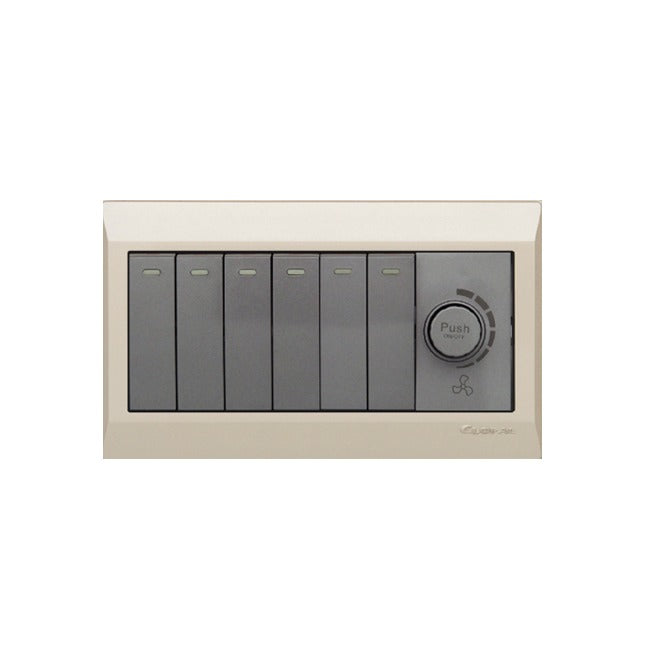Clopal Golden Metallic 6 switch + 1 Dimmer Outlet Price in Pakistan