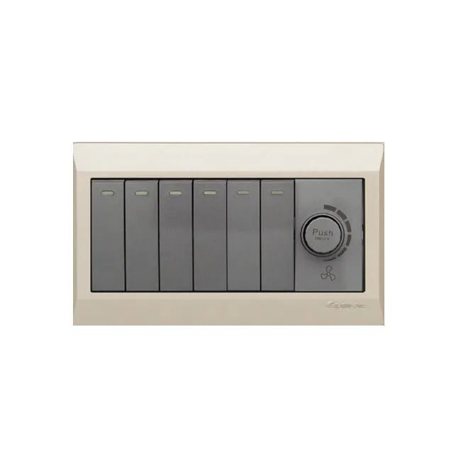Clopal Golden Metallic Series 2 switch + 1 socket Outlet Price in Pakistan Main image
