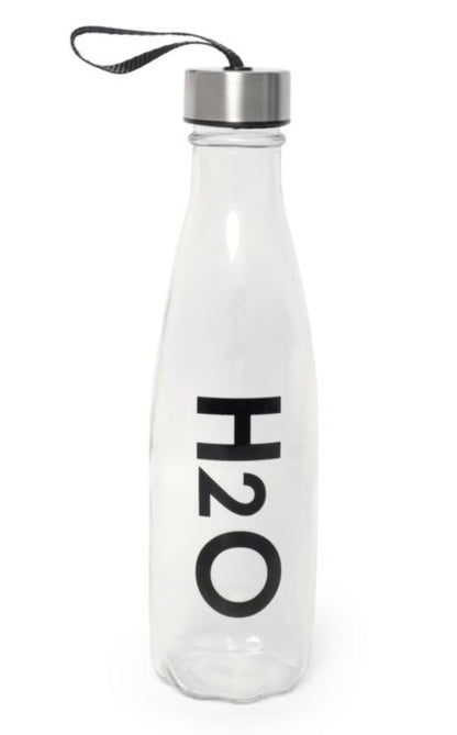 H2O Glass Water Bottle With Strap 580Ml