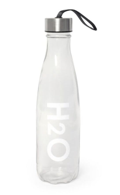 H2O Glass Water Bottle With Strap 580Ml