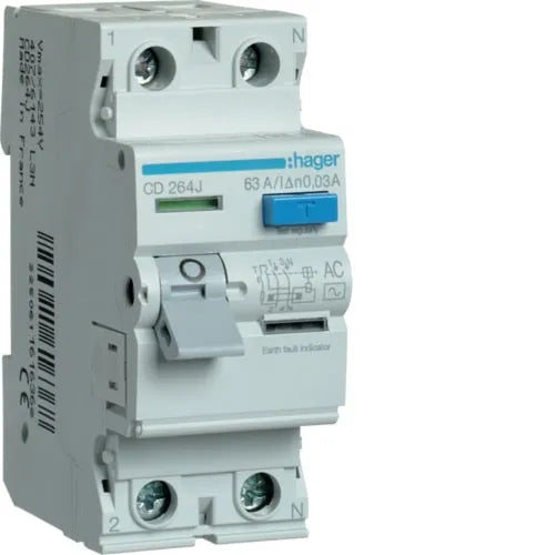 Hager CD264J 2-Pole 63A Earth Leakage Circuit Breaker Price is on Inquiry