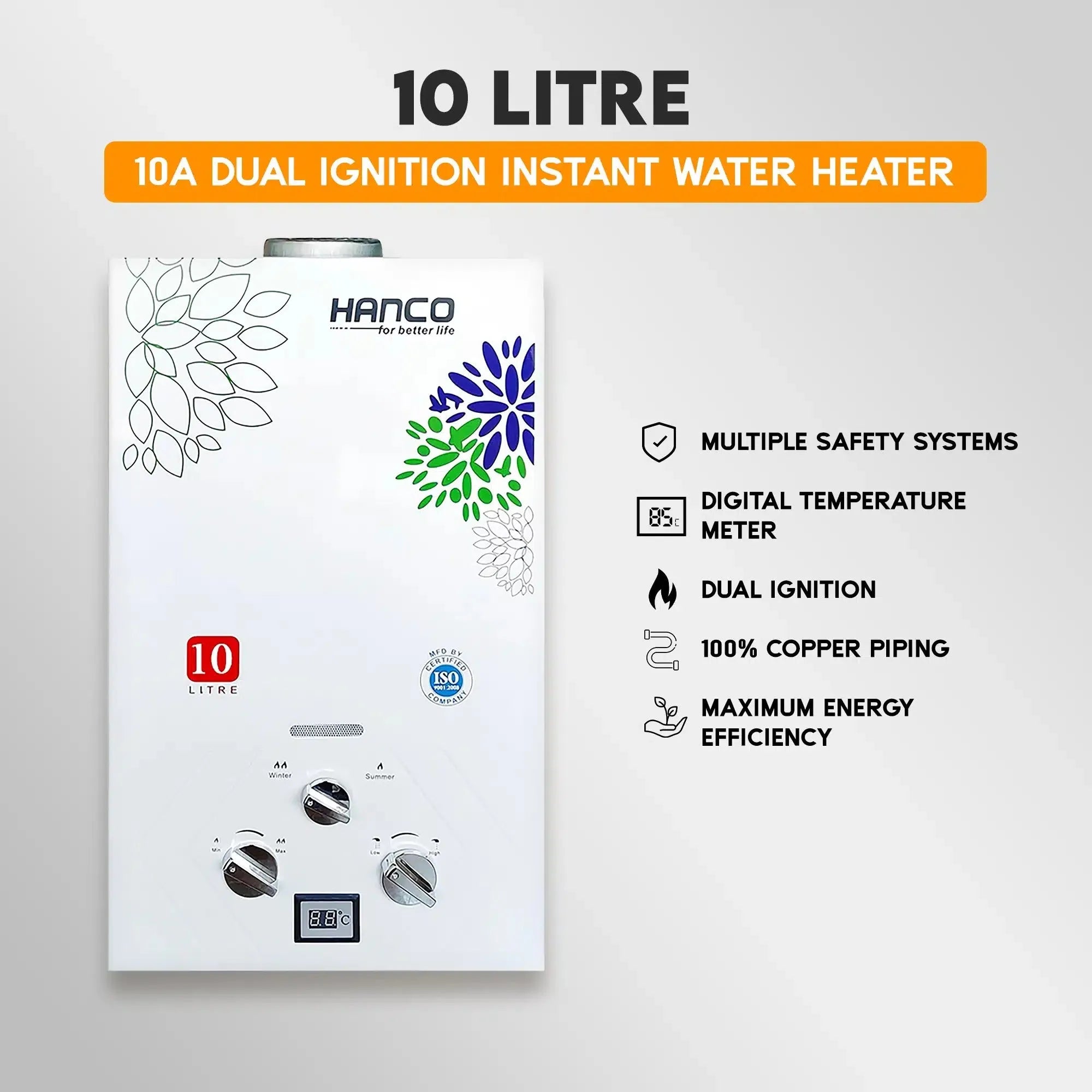 Hanco 10 Liter HIG-10 A Dual Ignition Instant Gas Geyser Secondary image