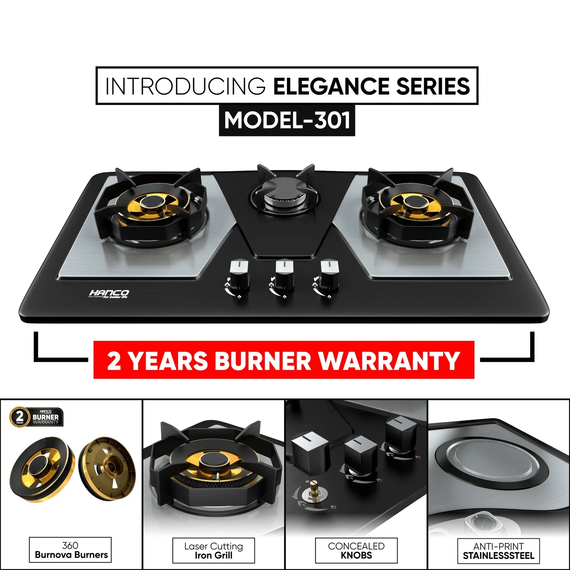 Hanco 2-Burner Stainless Steel Gas Hob Price in Pakistan