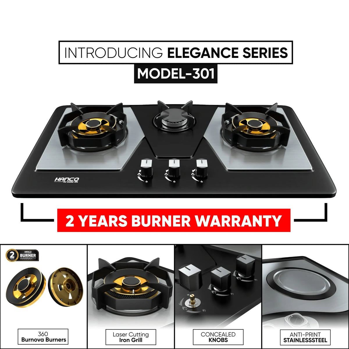 Hanco 2-Burner Stainless Steel Gas Hob Price in Pakistan
