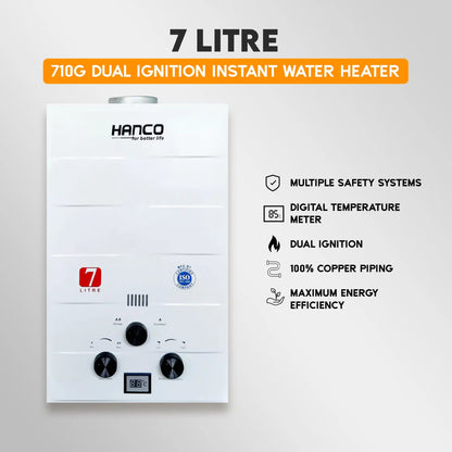 Hanco 7 Liter HIG-710G Dual Ignition Instant Gas Geyser