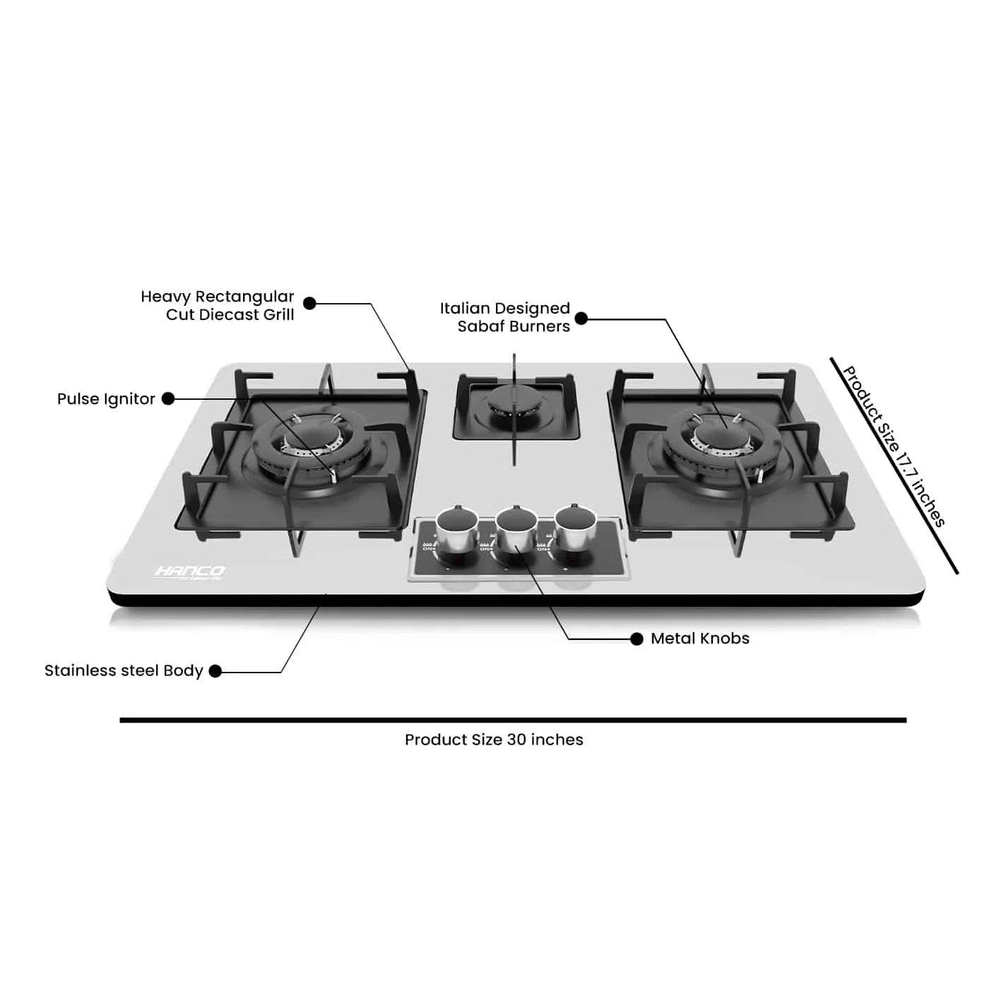 Hanco 3-Burner Gas Hob Price in Pakistan