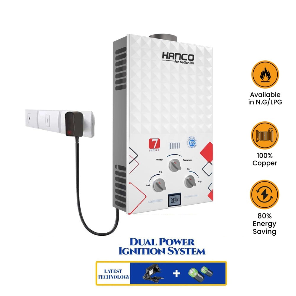 Hanco 7 Litr Dual Ignition Instant Gas Geyser Price in Pakistan