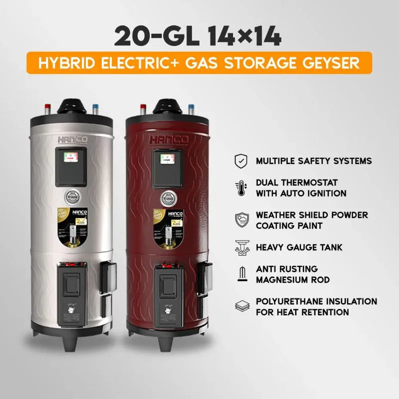 Hanco HUG-1420EG GL 14×14 Hybrid Electric+ Gas Storage Geyser Secondary image