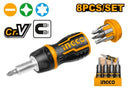 INGCO AKISDS1728 8 IN 1 Stubby Ratchet Screwdriver Set
