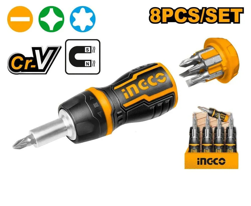 INGCO AKISDS1728 8 IN 1 Stubby Ratchet Screwdriver Set Secondary image