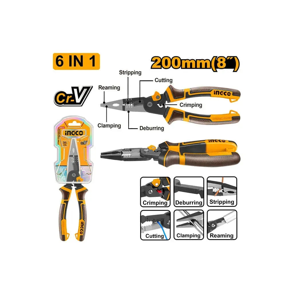 INGCO HMFLNP28200 6-in-1 Multi-function Long Nose Pliers Secondary image