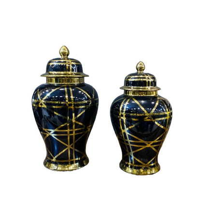 Black And Gold Ceramic Vase Set Of 2 Price in Pakistan