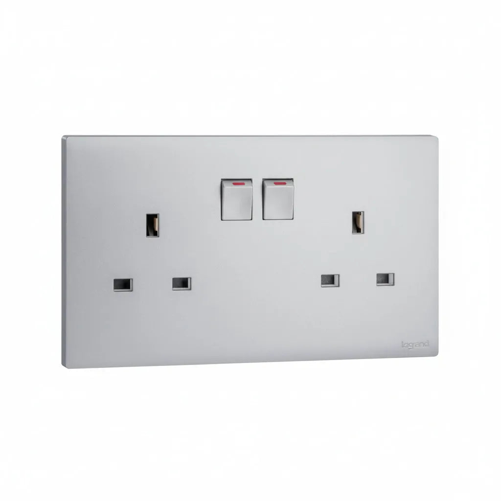 Legrand Obria Series 2 Gang 13A Socket Outlet-Silver Price in Pakistan