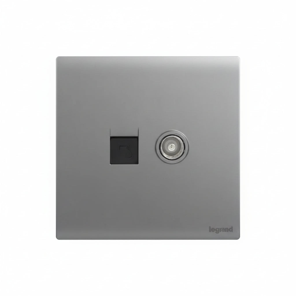 Legrand Obria Series TV + Data Combination Socket-Silver Price in Pakistan 