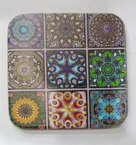 Mandala Patterns & Cultural Printed Wooden Tea Coasters