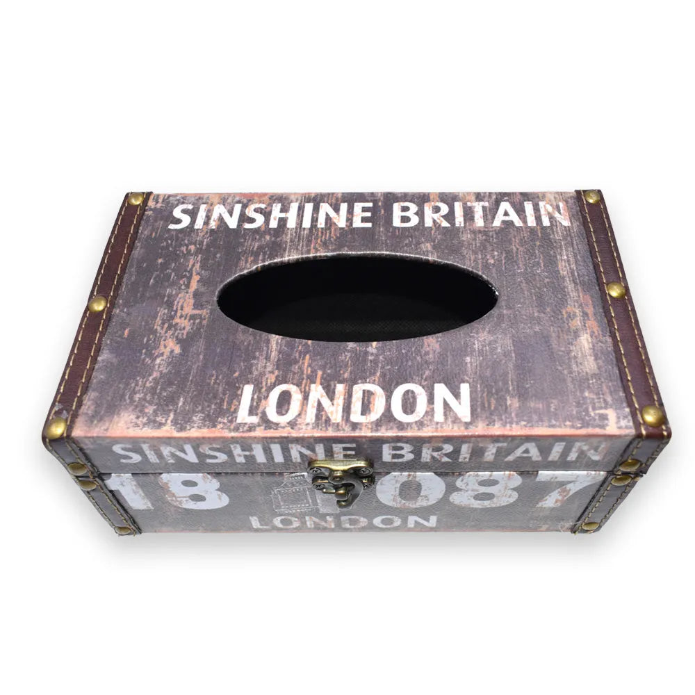 MDF Finish Brown Printed Tissue Box Holder Secondary image