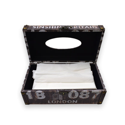MDF Finish Brown Printed Tissue Box Holder