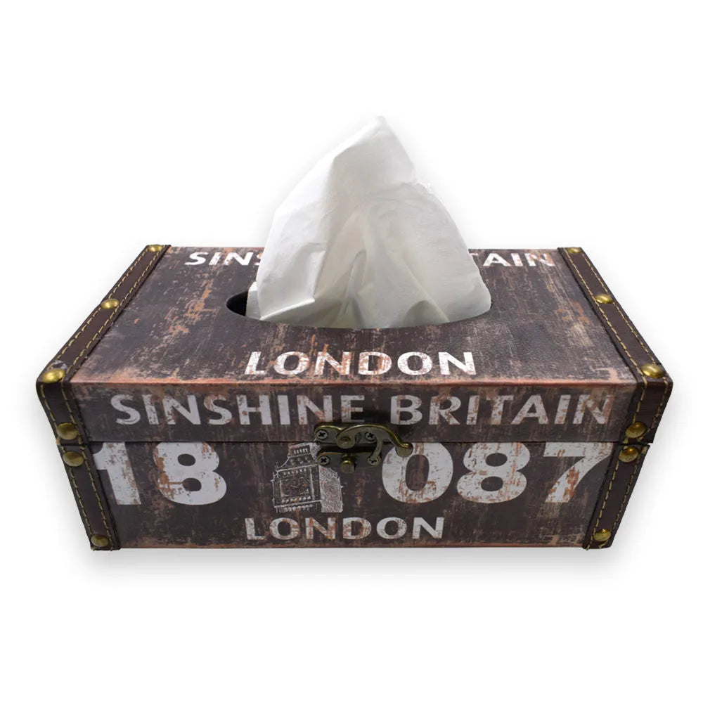 MDF Finish Brown Printed Tissue Box Holder Price in Pakistan Main image