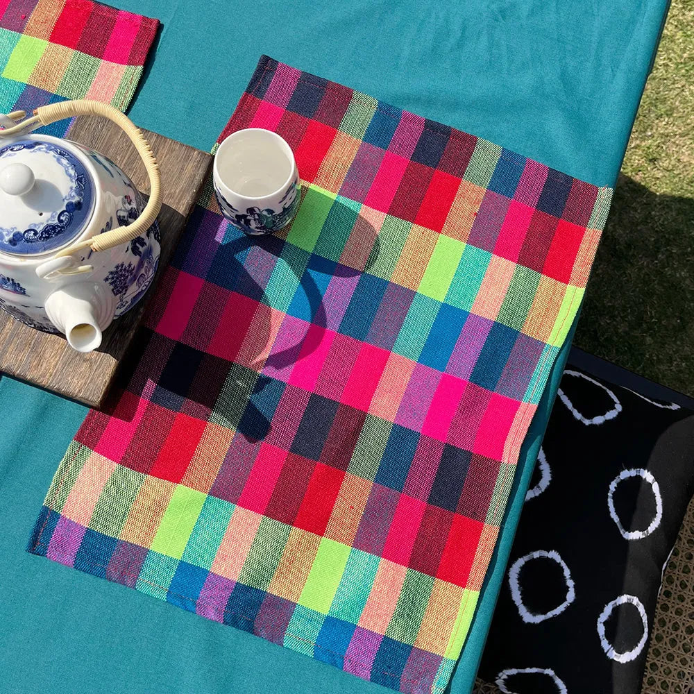 Checkered Table Matte Mezbaan Multi Checkered Table Mats – Powerhouse Express