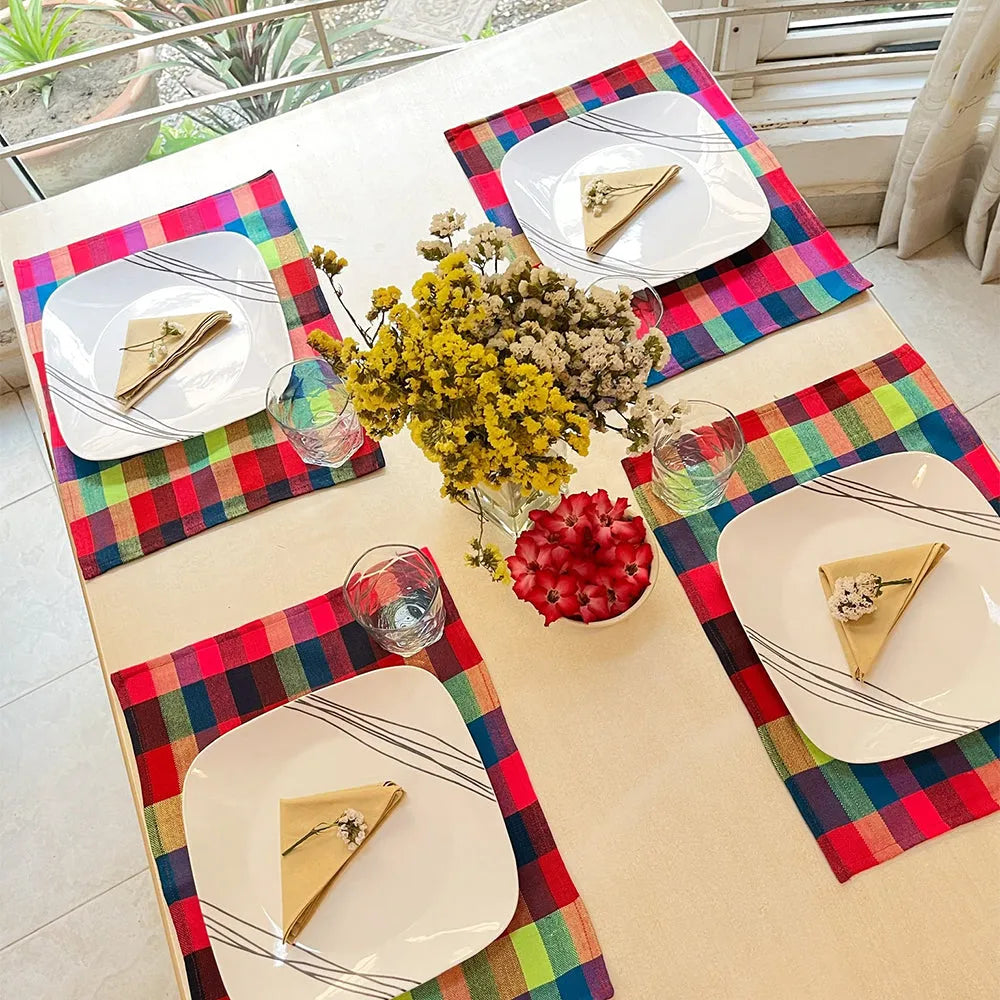 Checkered Table Matte Mezbaan Multi Checkered Table Mats – Powerhouse Express