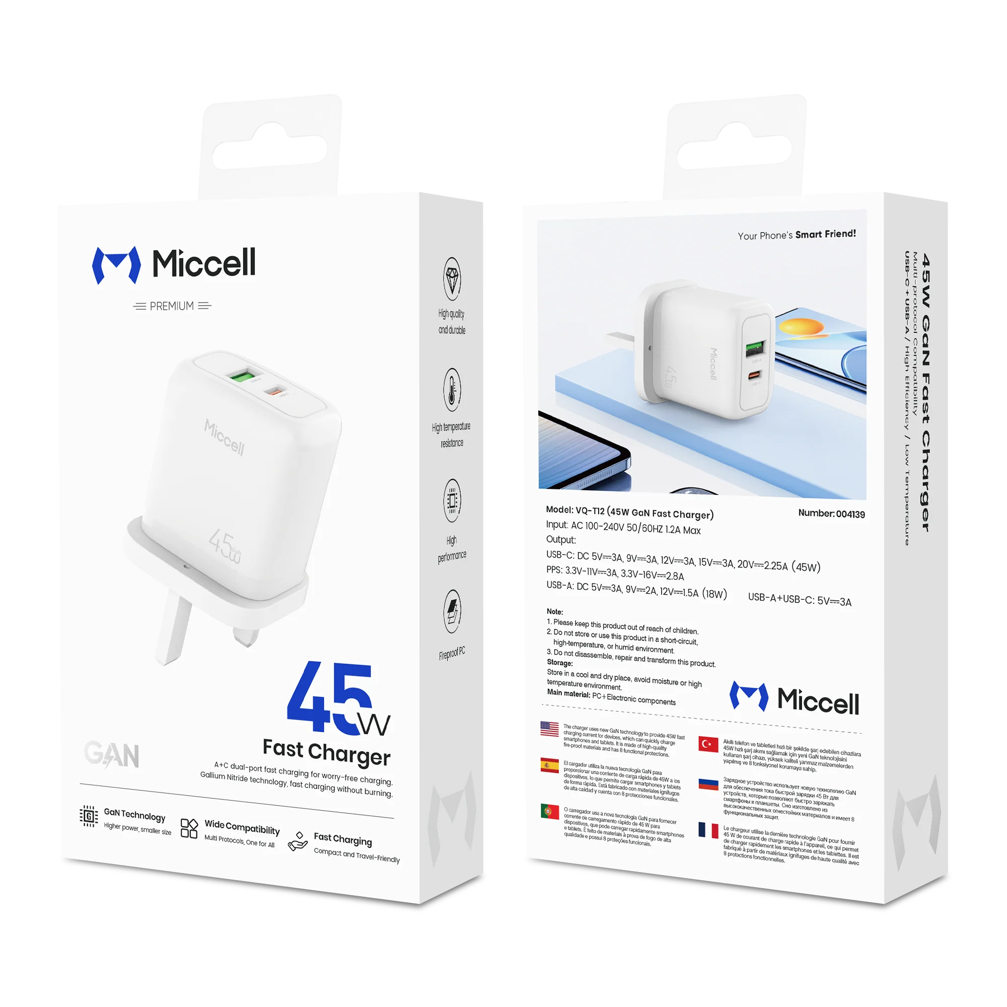 Miccell VQ-T12 (A+C) 45W Fast Charger Price in Pakistan