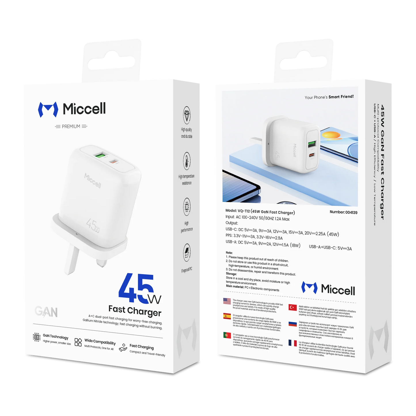 Miccell VQ-T12 (A+C) 45W Fast Charger Price in Pakistan