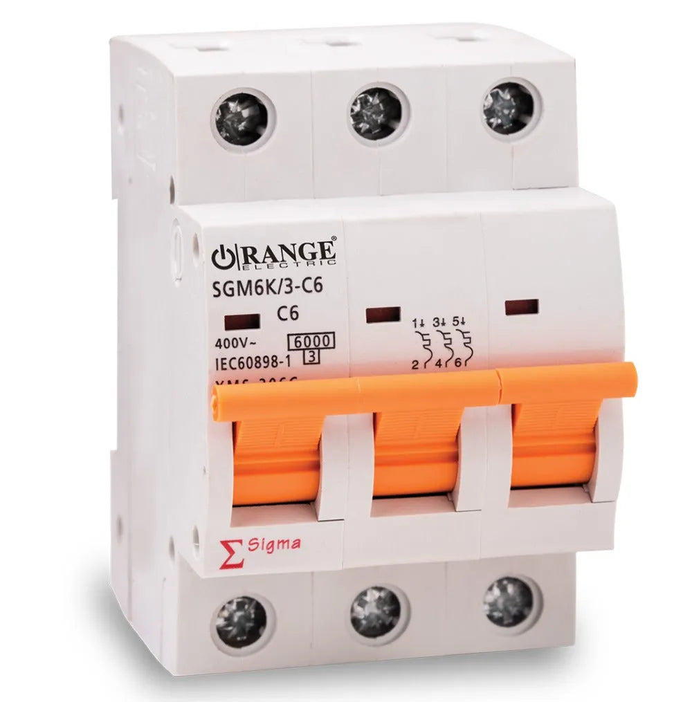 Orange 3 pole Type C MCB Breaker Price in Pakistan Main image