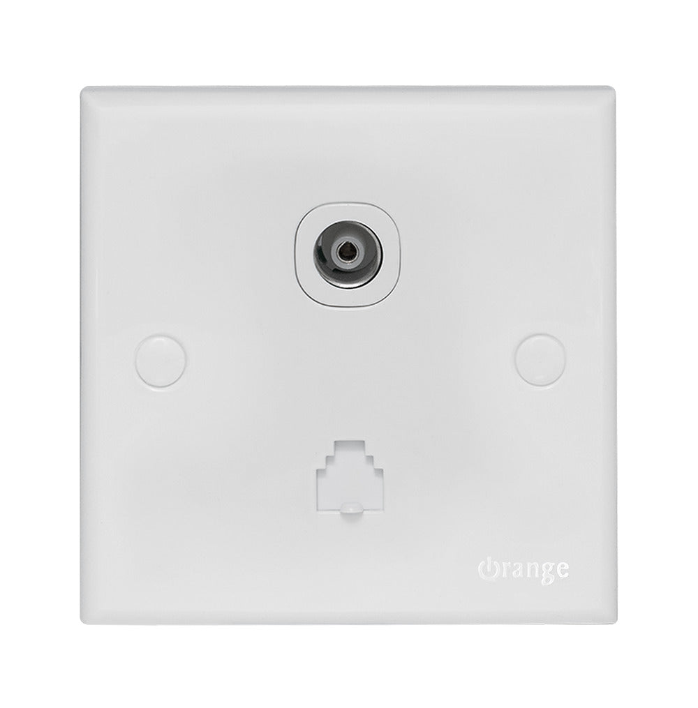 Orange Casablanca 2Gang Telephone + TV Co-Axial Outlet 75 Ohm Price is Pakistan