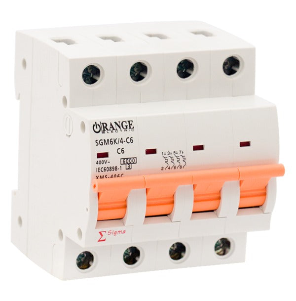 Orange 4 pole Type C MCB Breaker Price in Pakistan