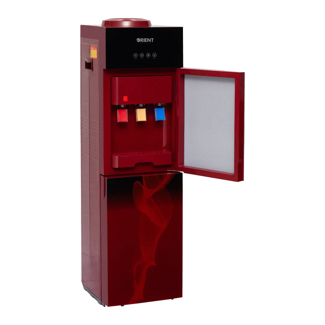 Orient Crystal 3 Taps Red Glass Door Water Dispenser