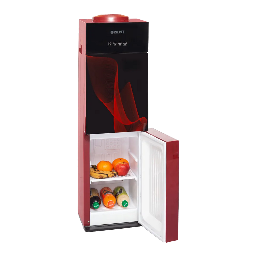 Orient Crystal Red Glass Door Water Dispenser With Refrigerator