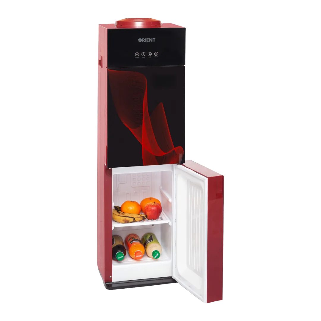 Orient Crystal Red Glass Door Water Dispenser With Refrigerator