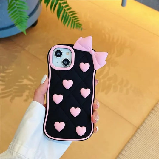 Pink Heart Bow Silicon iPhone Case Price in Pakistan 