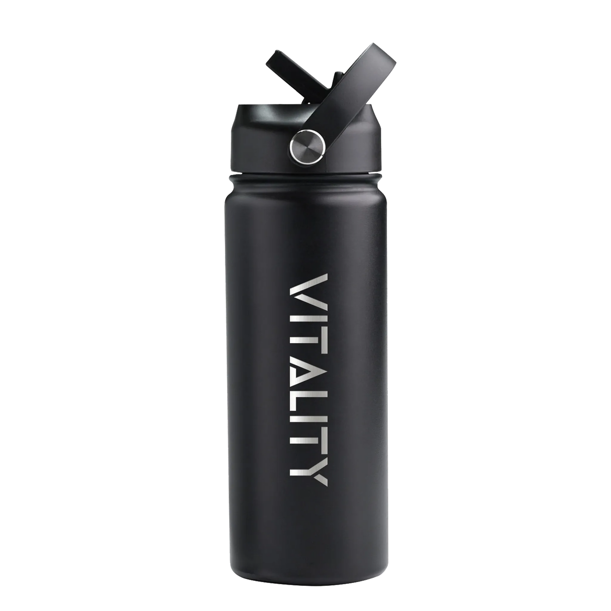Powder Coated Water Bottle-Black Straw Price in Pakistan