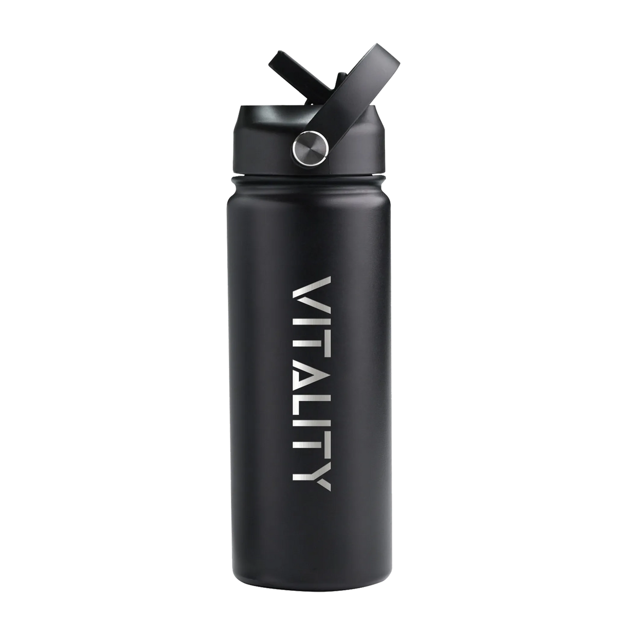 Powder Coated Water Bottle-Black Straw Price in Pakistan Main image