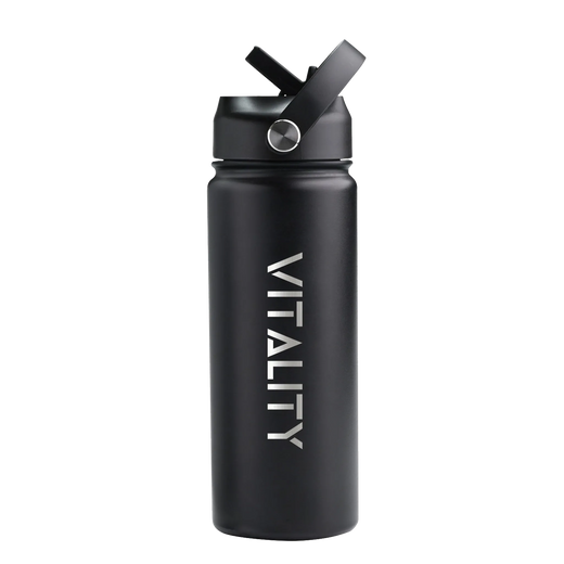 Powder Coated Water Bottle-Black Straw Price in Pakistan