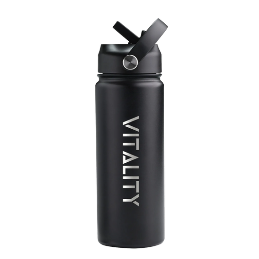 Powder Coated Water Bottle-Black Straw Price in Pakistan