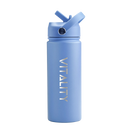 Powder Coated Water Bottle-Blue Straw