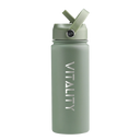Powder Coated Water Bottle-Green Straw