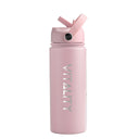Powder Coated Water Bottle-Pink Straw