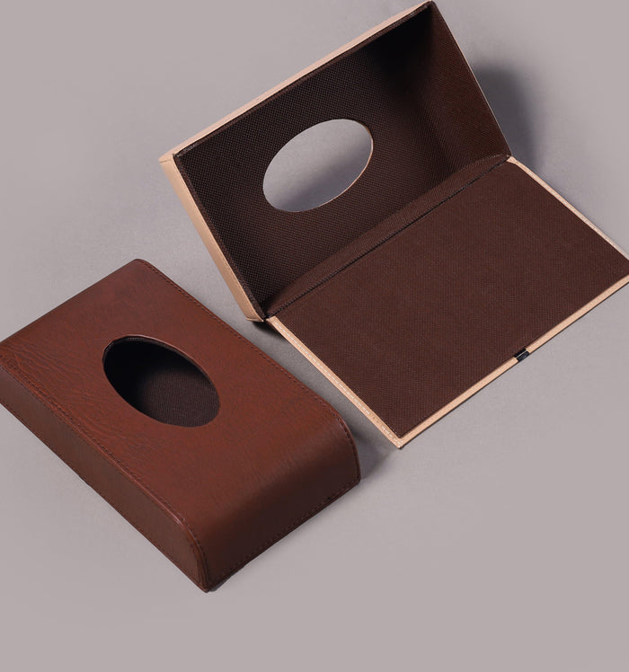 Premium PU Leather Tissue Box Chocolate Brown Price in Pakistan