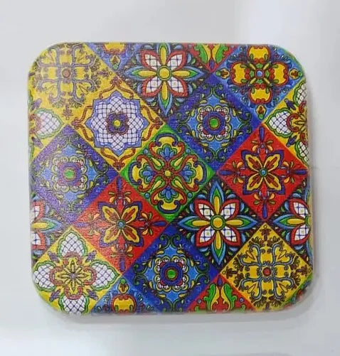 Printed Wooden Serving Tray – Artistic Pattern & Coffee Theme