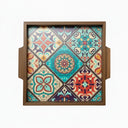 Printed Wooden Serving Tray - Traditional Mosaic Tile Design