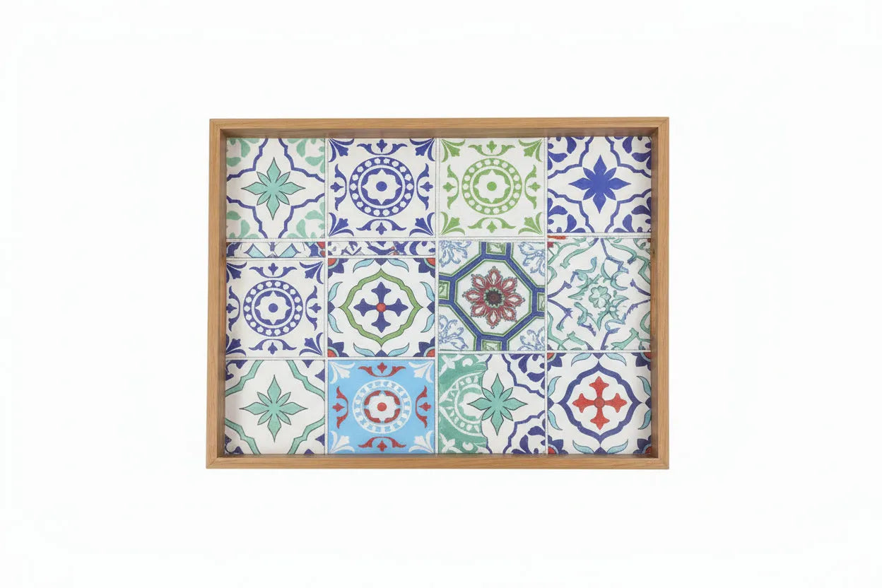 Printed Wooden Serving Tray - Vintage Moroccan Tile Design Price in Pakistan