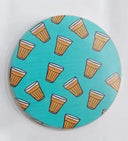 Printed Wooden Tea Coaster - Chai Cup Pattern & Abstract Art Design