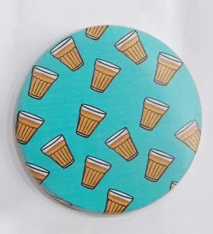 Printed Wooden Tea Coaster - Chai Cup Pattern & Abstract Art Design