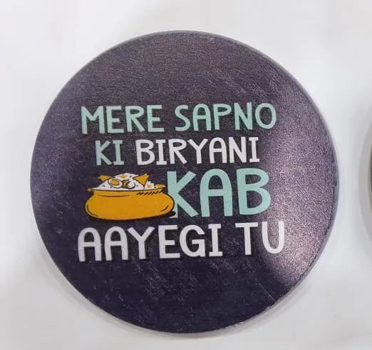 Printed Wooden Tea Coaster - Funny Desi Quote Design